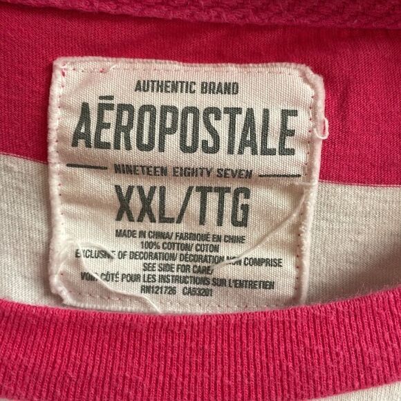 Aeropostale Women’s Plus size XXL Pink & White Horizontal Striped Shirt,Vintage - Picture 3 of 6